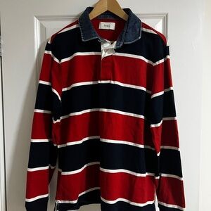 Marks & Spencer Red and Navy Striped Rugby Polo